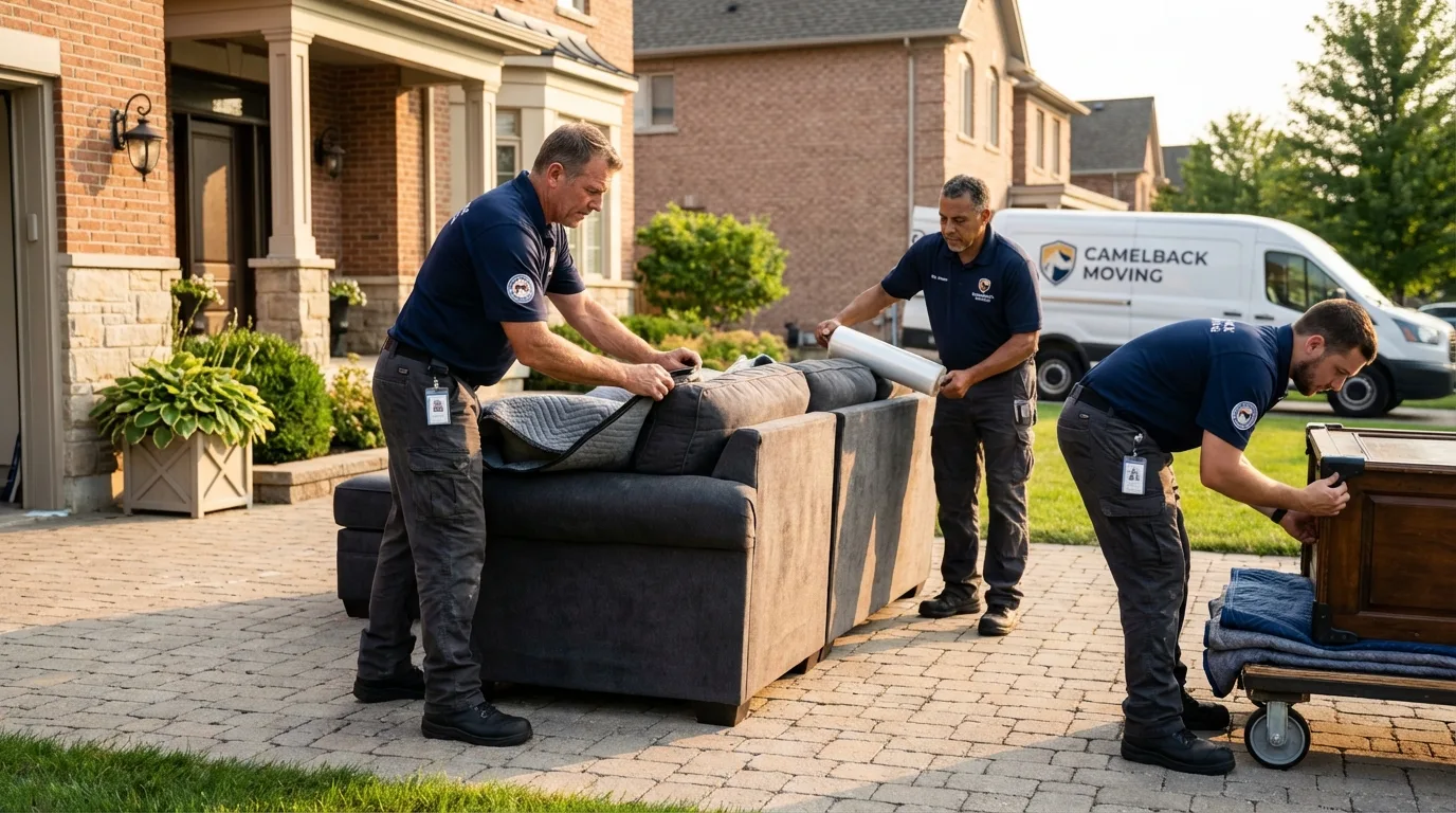 Large estate moving crew wrapping furniture in Kutztown, PA
