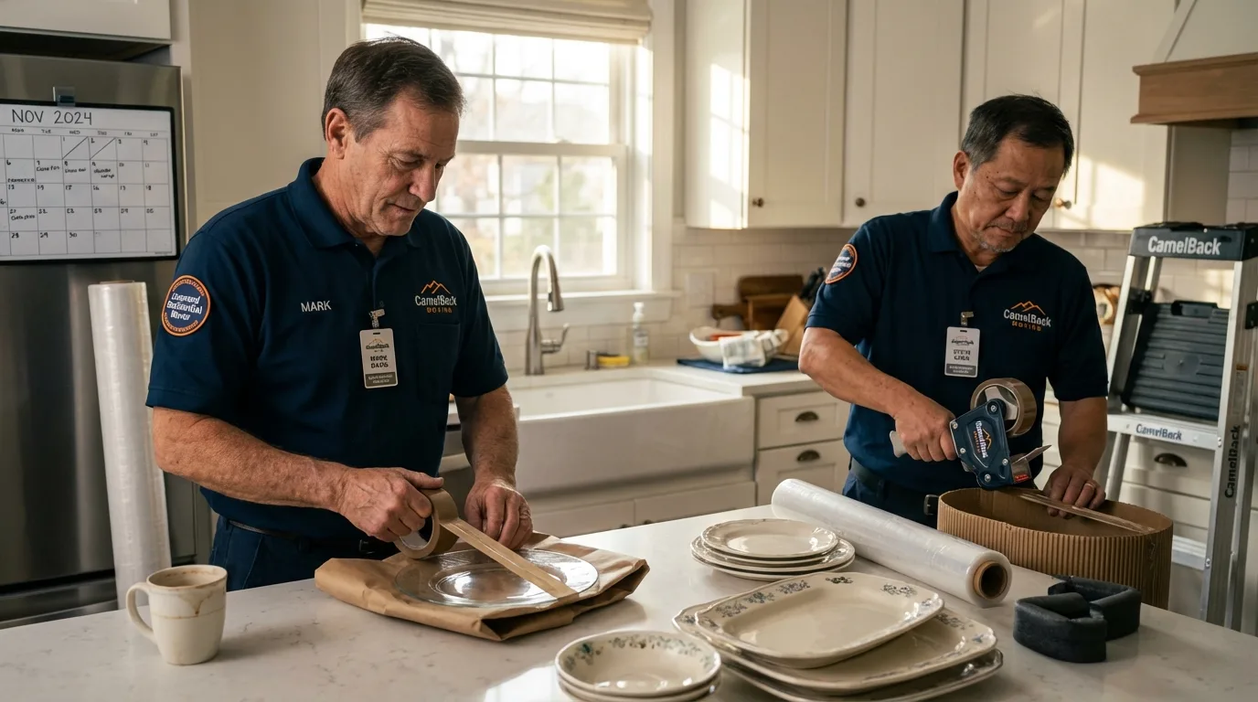 Professional crew packing kitchen dishware in Kutztown, PA